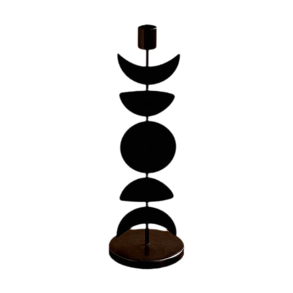 Pitycbo Iron Candle Holder Pillar Candlestick Holder Modern Stable Base Table Centerpiece Dinner Table Ornament for Party Dining Room Moon Change
