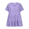 thumbnail image 5 of RYRJJ Womens Plus Size Summer Tops Eyelet Short Sleeve Peplum Babydoll Shirts Crew Neck Tunics Casual Ruffle Hem Blouse Loose Fit Tees, 5 of 7