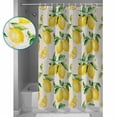 thumbnail image 3 of Shower Curtain, Watercolor Lemon Green Leaves Waterproof Shower Curtain Set with Hooks for Bathroom Showers,Stalls and Bathtubs,60x72In Retro Linen, 3 of 9