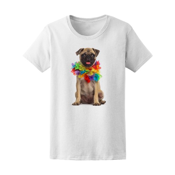 Pug Wearing A Hawaiian Lei Tee Men's -Image by Shutterstock