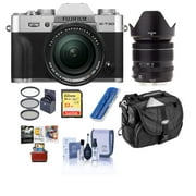 Angle View: Fujifilm X-T30 Mirrorless Camera with XF 18-55mm f/2.8-4 R LM OIS Lens, Silver - Bundle With Camera Case, 32GB U3 SDHC Card, Cleaning Kit, Card Reader