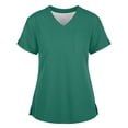 thumbnail image 2 of Laqbezok Women's V-Neck Nursing Uniform Top, Professional Short Sleeve Shirt, Medical Workwear with Chest Pocket and Side Slits, 2 of 5