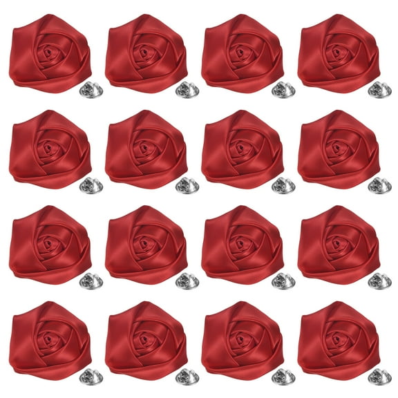 16-Pack Lapel Pin for Men Suits, 1.97" Flower Boutonnieres Brooch [Wine Red]
