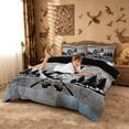 thumbnail image 3 of meiyoeat Vintage Bass Fishing Bedding For Kids,Woodland Fish Print Duvet Cover Full For Boys,Black Reversible,3pcs(No Comforter), 3 of 6
