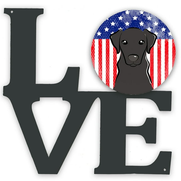 American Flag and Black Labrador Metal Wall Artwork LOVE