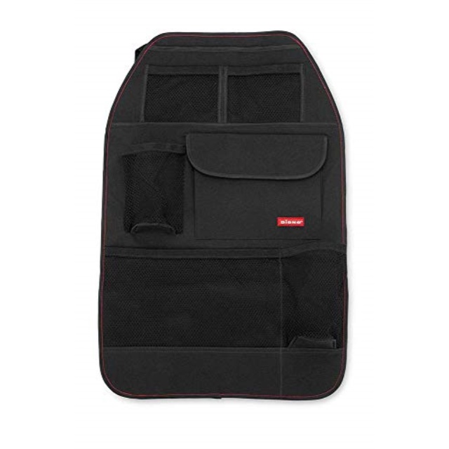 diono stow 'n go, back seat car organizer for kid toys, books and snacks, black