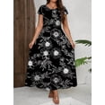 thumbnail image 3 of AURA Women Plus Size Elegant Floral A Line Dress 3/4 Sleeve Casual Long Dress, 3 of 6