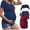Black + White + Deep Blue + Deep Red, variant on 4 Pack Maternity Tops Clothes V Neck Short Sleeve Pregnancy T Shirts