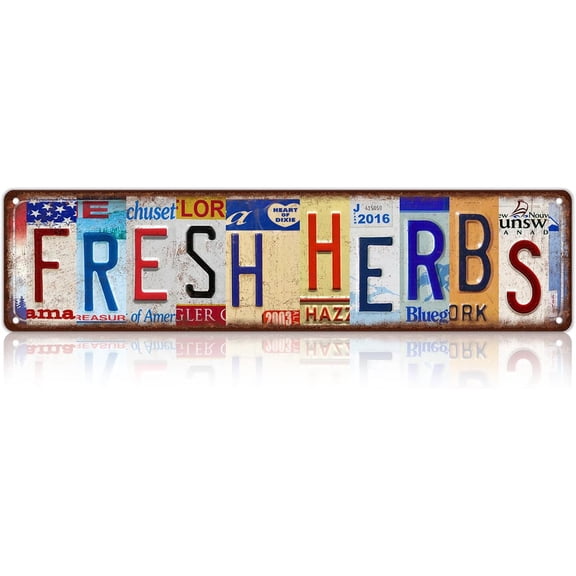 Vintage Fresh Herbs Metal Tin Signs Street Signs Home Wall Decor 16 x 4 Inches