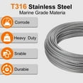thumbnail image 2 of Rectoo 1/8" wire cable, 100ft Wire Rope Metal Cable With Loop Sleeve And Steel Thimble, 7x7 marine stainless steel Strand Core Perfect For Deck Railing System, Outdoor hanging kit, garden fence (SR03), 2 of 5