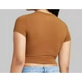 thumbnail image 4 of Wild Fable Ladies Cropped Areca Fruit Brown Crew Neck Shortsleeve Tee, Size S, 4 of 6