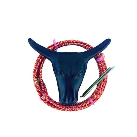 AJ Tack Junior 11" Horn Spread Steer Head Roping Dummy Set with Rope Orange and White