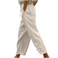 thumbnail image 2 of Wensltd Linen Pants Women Casual Summer Capris Loose Fit Drawstring, 2 of 7