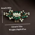 thumbnail image 5 of Nvzi Horquillas para el pelo de boda con flores para novias, peinetas con perlas de cristal, pinzas para el pelo, accesorios para el pelo de boda dorados, joyas, color verde, 5 of 5