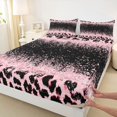 thumbnail image 3 of Homewish Cheetah Print Girl 3pcs Twin Sheet Sets,Black Pink Twin Fitted Sheet,Bling Glitter Breathable Flat Sheet,Microfiber Bedroom Decor, 3 of 7