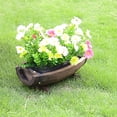thumbnail image 4 of OULII Rustic Flower Pot Wood Half Barrel Planter Vintage Charm Plant Container For Couples 1Set, 4 of 8