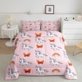 thumbnail image 2 of Castle Fairy Cute Unicorn Twin Comforter Sets,Cartoon Rainbow Animal Bedding Set, 2 of 8