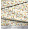thumbnail image 3 of Soimoi White Cotton Cambric Fabric Square Geometric Print Fabric by Yard 56 Inch Wide, 3 of 3