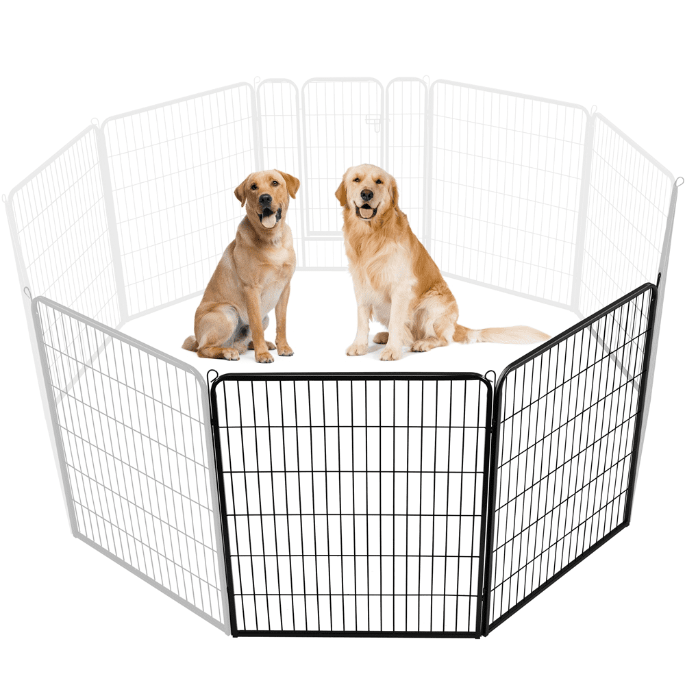 Alden Design 40"H Heavy Duty Black Iron Dog Playpen, 2 Panels