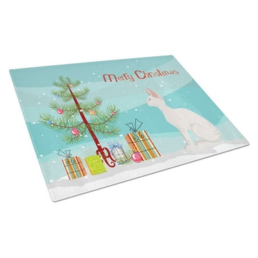 Carolines Treasures CK4802LCB Sphynx 3 Cat Merry Christmas Glass Cutting Board Large, 12H x 16W, multicolor