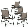thumbnail image 6 of Gymax 4PCS Folding Chairs Patio Garden Outdoor w/ Steel Frame Armrest Footrest, 6 of 10