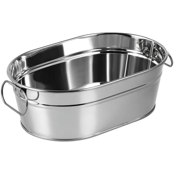 ACDANC Galvanized Steel Oval Beverage Tub - Silver