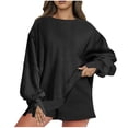 thumbnail image 1 of MeetoTime Ensemble Deux Pièces Automne pour Femmes Chandail en Molleton à Col Rond et Shorts Surdimensionnés, 1 of 8