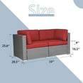 thumbnail image 3 of SOLAURA 2-Piece Patio Loveseat Gray Wicker Corner Sofa Set with Cushions, Dark Red, 3 of 7