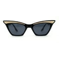 thumbnail image 1 of Womens Gold Metal Eyebrow Square Cat Eye Horn Rim Sunglasses All Black, 1 of 4