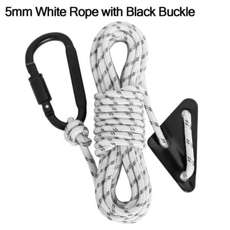 

5mm 5m Multi-function with Buckle Wind Rope Tent Fixed Rope Lanyard Ropes Survival Paracord Reflective Camping Rope WHITE BLACK BUCKLE