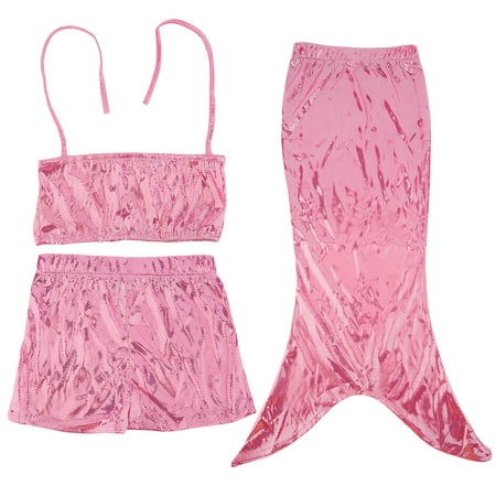 Kids Girls Holiday Swimwear Sets Shorts Strap Wrap Beach Mermaid Bikini ...