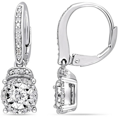 Miabella 1/3 Carat T.W. Diamond Sterling Silver Round Halo Earrings