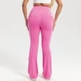 thumbnail image 6 of Olyvenn Women's Wide Leg Yoga Pants Bootcut Workout Flare Leggings Trendy High Waisted Fold Over 2025 Spring Outfits Hot Pink 4, 6 of 8