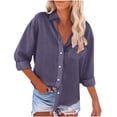thumbnail image 2 of Ruyang Linen Shirts For Women With Pockets Long Sleeve Button Down Shirt Blouse Loose Fit Vacation Beach Work Tops Clothes Pants Camouflage Women, 2 of 6