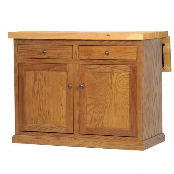 American Heartland 50117MDPT Oak Kitchen Island with Flip-Up Pine Top, Medium