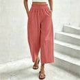 thumbnail image 6 of Sevevn Women's Cropped Casual Wide Leg Palazzo Pants Elastic Waisted Flowy Trousers with Pockets, 6 of 8