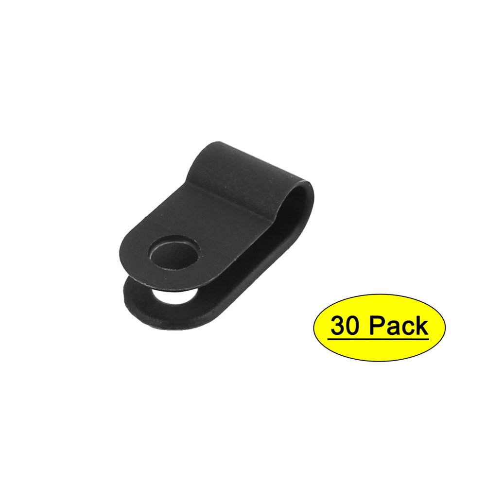 30Pcs Nylon R Type 3/16" 5.3mm Cable Cord Wire Clamp Clip Fastener