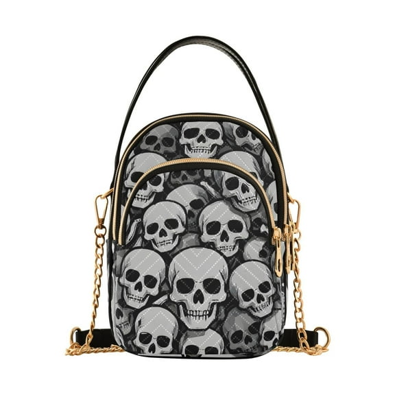 ALAZA Chain Crossbody Bags for Women Skulls Shoulder Handbag Phone Purse