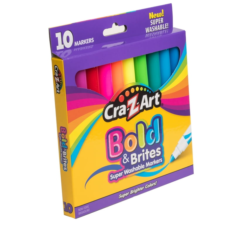 Cra-Z-Art Bold & Brites Kids Multicolor Super Washable Markers, 10