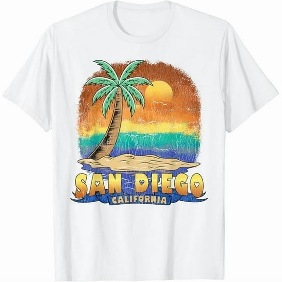 100% cotton tshirts men tee SAN DIEGO CALIFORNIA | Vintage Distressed Souvenir T-Shirt