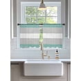 thumbnail image 3 of Sheer Curtains 45 Inch Length 2 Panels Set for Kitchen, Turquoise Grey Stripe Semi Sheer Curtains for Windows, Modern Art Horizontal Striped Voile Window Treatments Rod Pocket Curtain, 3 of 7