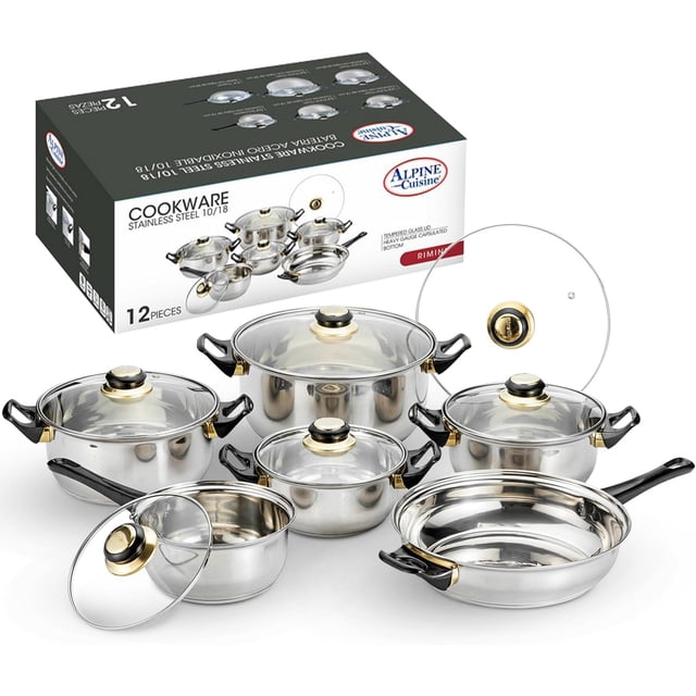 Bateria De Cocina De 12 Pz Acero Inox Alpine Bk-201.