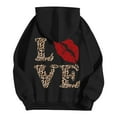 thumbnail image 5 of XIAOCHA WoMen's Hoodie Oversized Long Sleeve Hooded Pullover Soft Leopard LOVE & Red Lip Graphic Casual Daily Top, 5 of 6