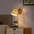 thumbnail image 2 of Aplique de pared de ratán retro tejido a mano, ideal para el hogar, loft, sala de estar, mesita de noche, lámpara de pared LED., 2 of 5