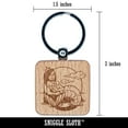 thumbnail image 2 of Coffee Drinking Hipster Mermaid Square Keychain Charm Tag - Engraved Wood, 2 of 6