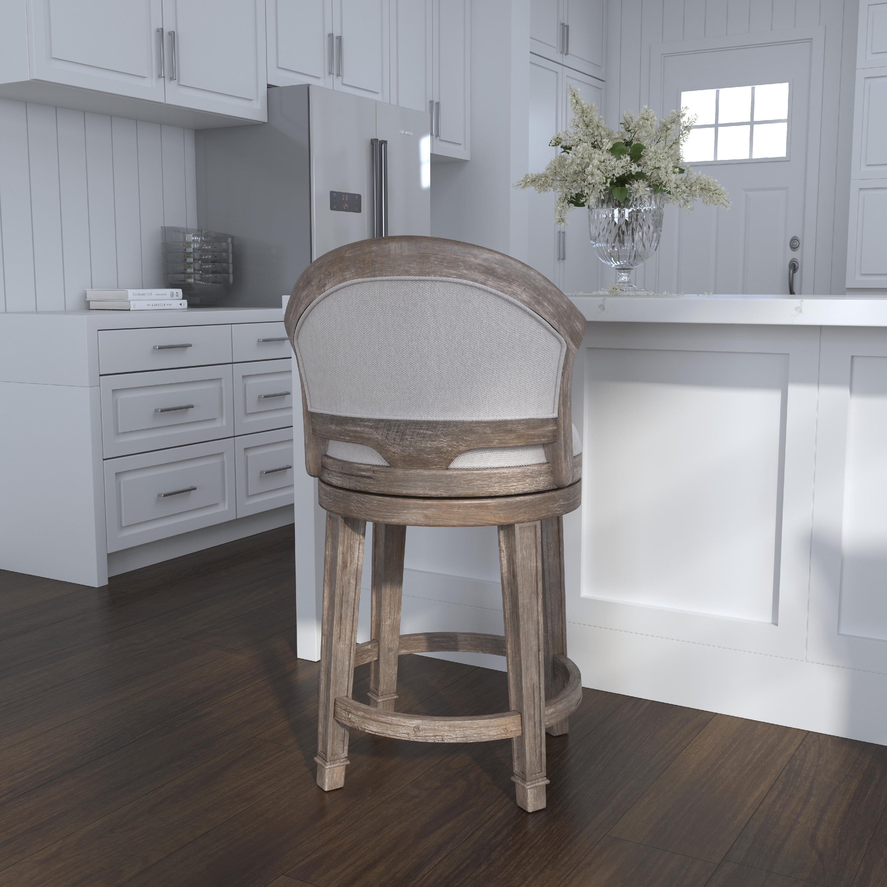 Hillsdale Furniture Monae Wood Upholstered Counter Height Swivel Stool, Distressed Dark Gray
