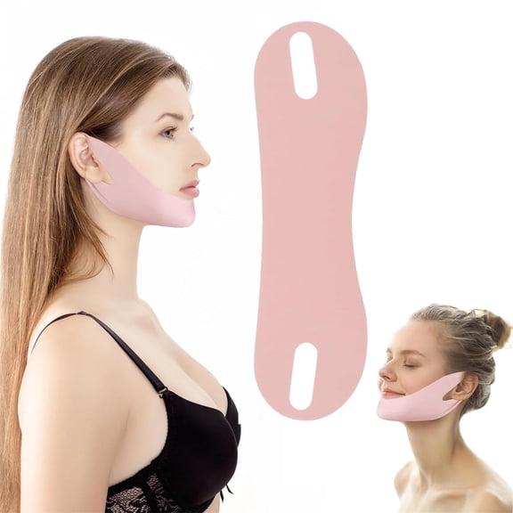 Face Lifting Strap Tutuviw Reusable Line Lift Mask,Face Lift Chin Mask V Shaped Contouring Face,Chin Up Strap Jaw Exerciser for Skin Tightening Sagging (Pink)