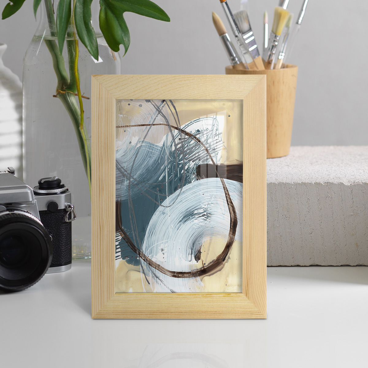 Winding Around I - Framed Print w/glass - Natural Wood