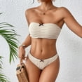 thumbnail image 2 of Bixock Swimsuit for Women,Bikinis Sets for Women,Women's Swimsuit Solid Color Bandeau with Ties Detail Bikini 2 Piece Set Padded Bra No Underwire, 2 of 4