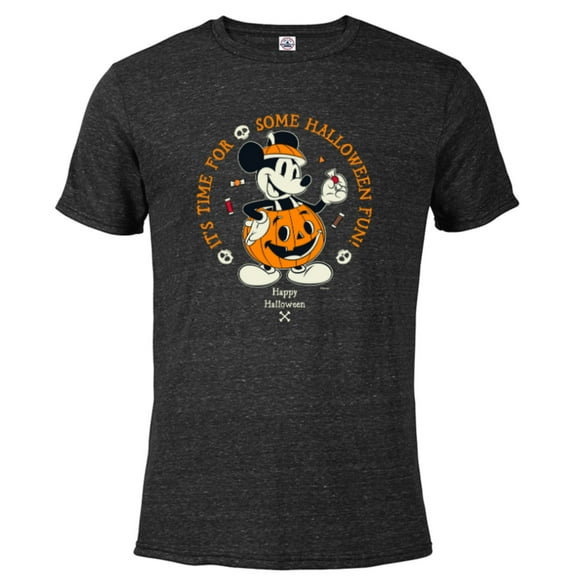 Disney Mickey Mouse Time for Halloween Fun Pumpkin Costume - Short Sleeve Blended T-Shirt for Adults - Customized-Black Snow Heather